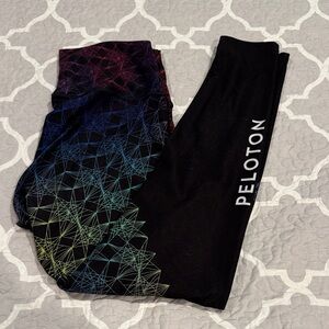 Peloton Black Leggings with Vibrant Geometric Pattern